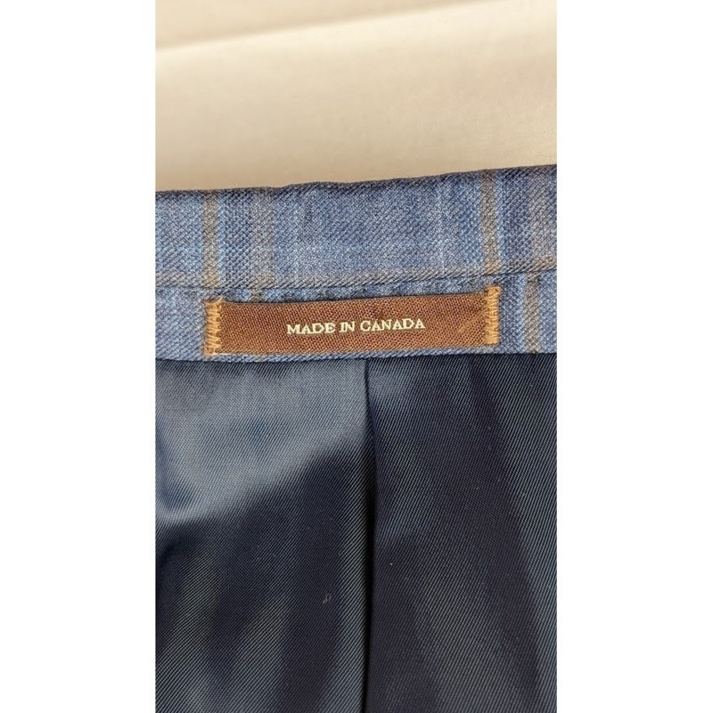 Peter Millar Blue Windowpane Plaid Two Button Wool Blazer Sport Coat 50R Canada - Picture 4 of 11